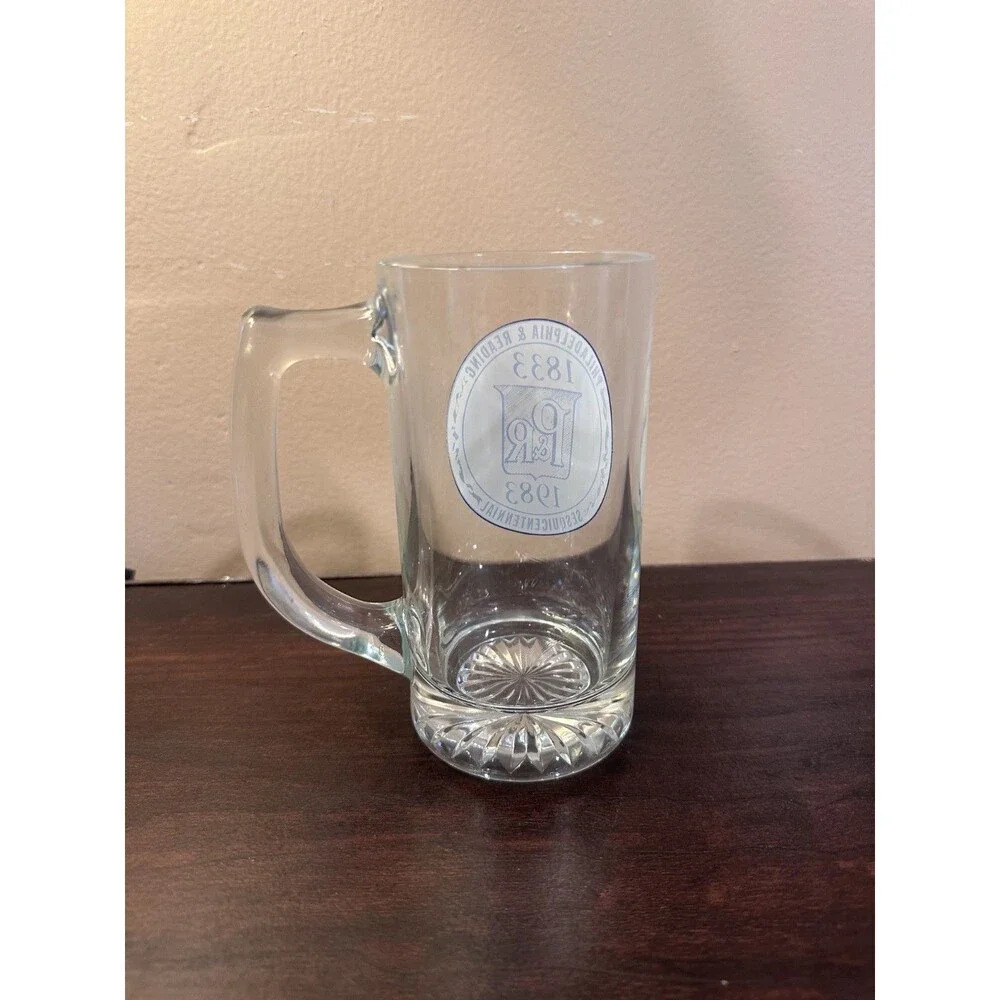 Vtg Philadelphia Reading Railroad Trains Sesquicentennial 1983 Glass Mug